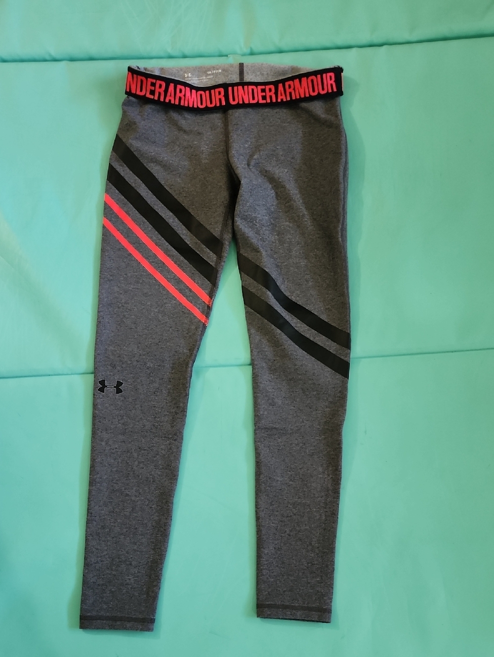 Under Armour  Gray Cotton Leggings with Orange and Black Stripes